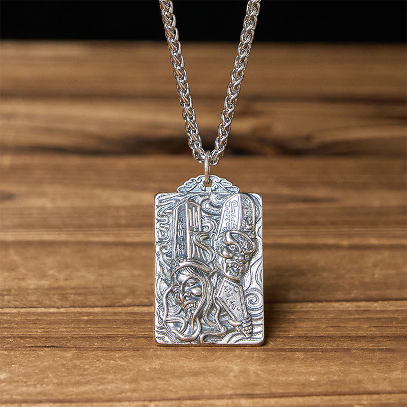 Buddha Stones 銅製 ブラック ホワイト 無常模様 バランスペンダントネックレス - 黒と白の無常と竜骨の鎖 - image 8