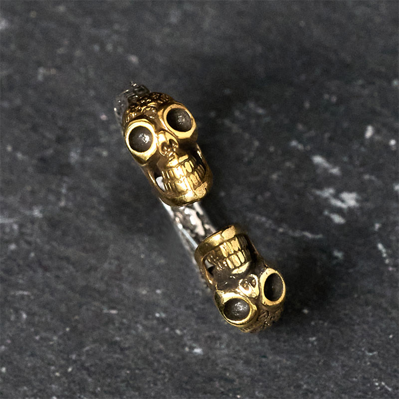 Buddha Stones屍の森の王 銅製 ダブルスカル 悪霊除けリング - image 1