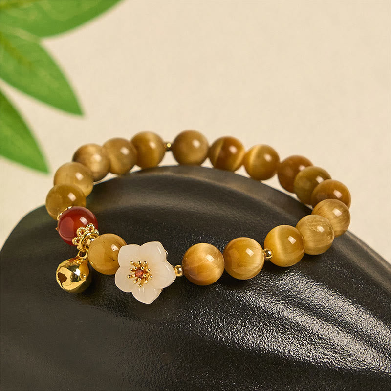 Buddha Stones天然ゴールデンタイガーアイベルフラワー勇気ブレスレット - image 1