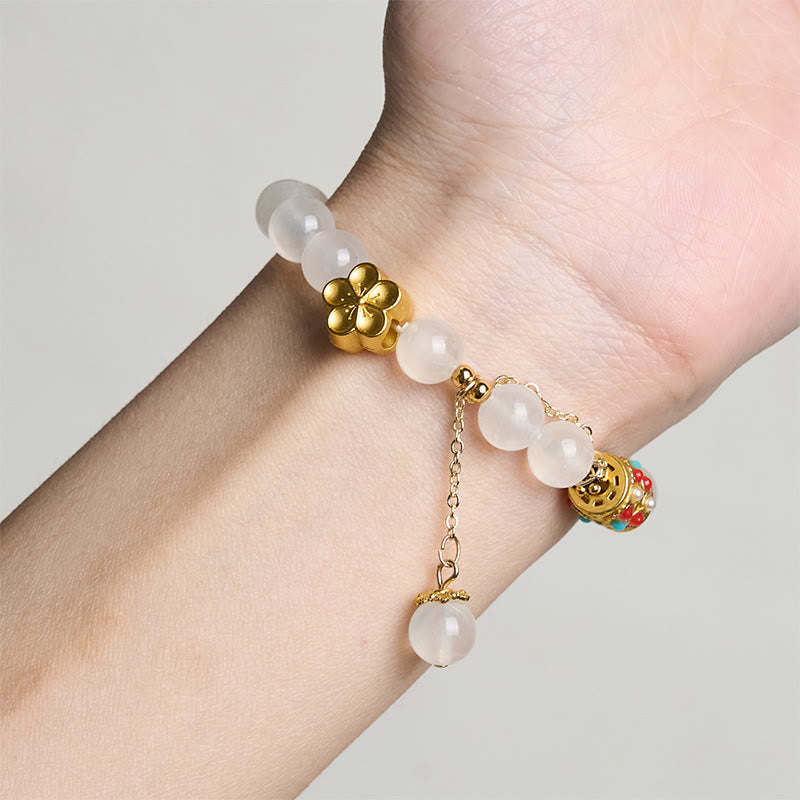 Buddha Stonesチベット産 ホワイトアゲート 水晶石 花 ポジティブブレスレット - image 3