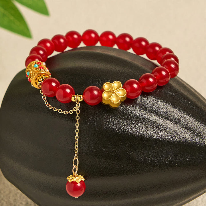 Buddha Stonesチベット産 ホワイトアゲート 水晶石 花 ポジティブブレスレット - image 6