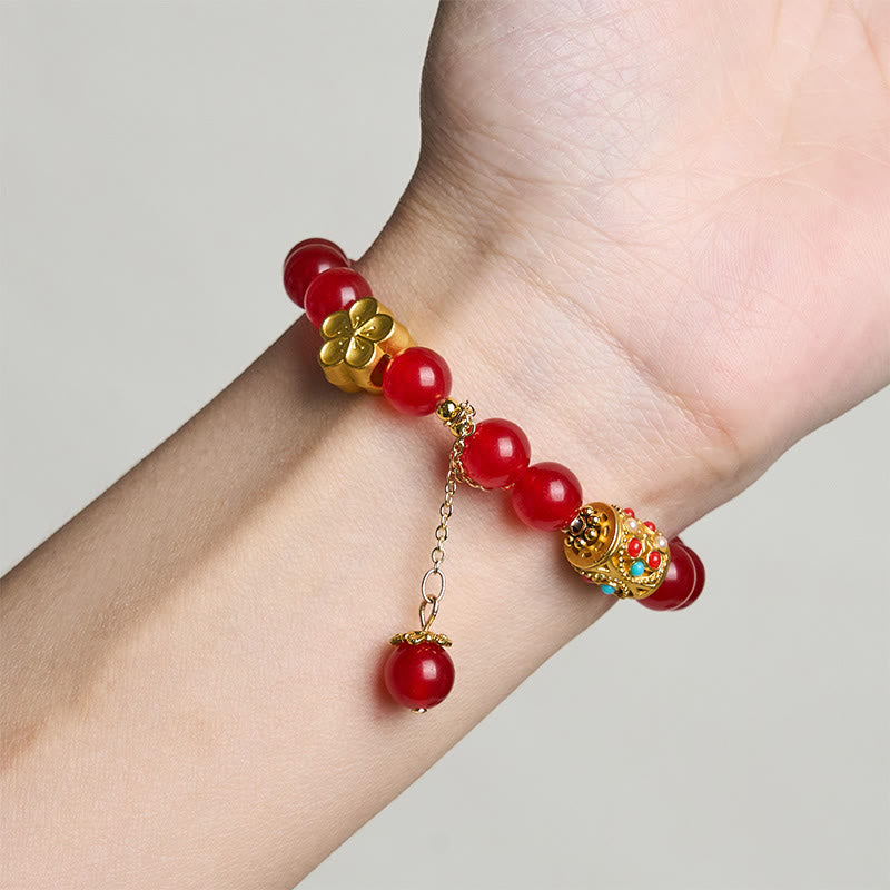 Buddha Stonesチベット産 ホワイトアゲート 水晶石 花 ポジティブブレスレット - image 8