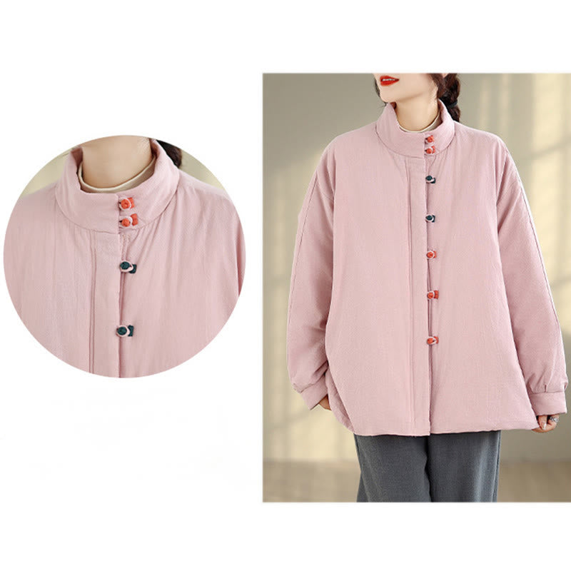 Buddha Stonesレディース 冬用 中国風フロッグボタン 長袖 コットン 厚手ジャケット ポケット付き - image 9