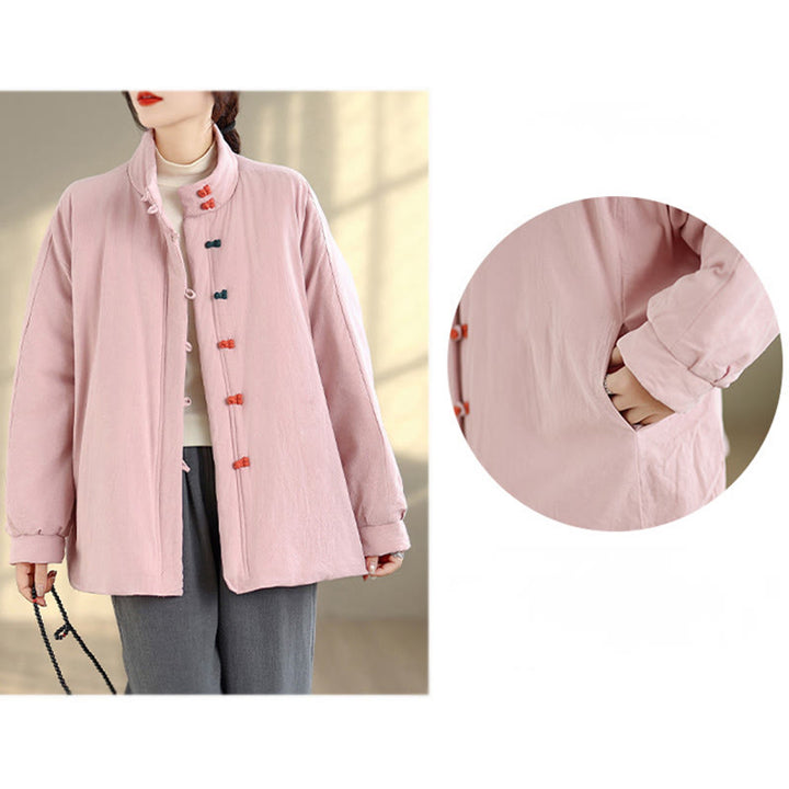Buddha Stonesレディース 冬用 中国風フロッグボタン 長袖 コットン 厚手ジャケット ポケット付き - image 11