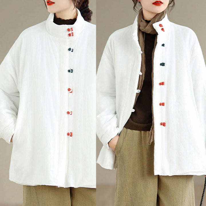 Buddha Stonesレディース 冬用 中国風フロッグボタン 長袖 コットン 厚手ジャケット ポケット付き - image 17