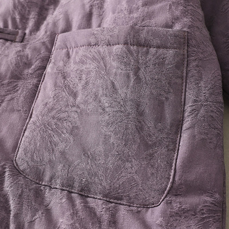 Buddha Stonesレディース 無地 フロッグボタンデザイン 長袖 コットンジャケット ポケット付き - image 2