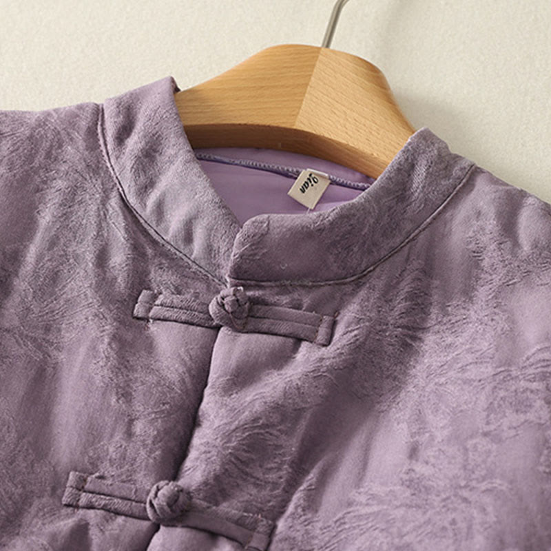 Buddha Stonesレディース 無地 フロッグボタンデザイン 長袖 コットンジャケット ポケット付き - image 1