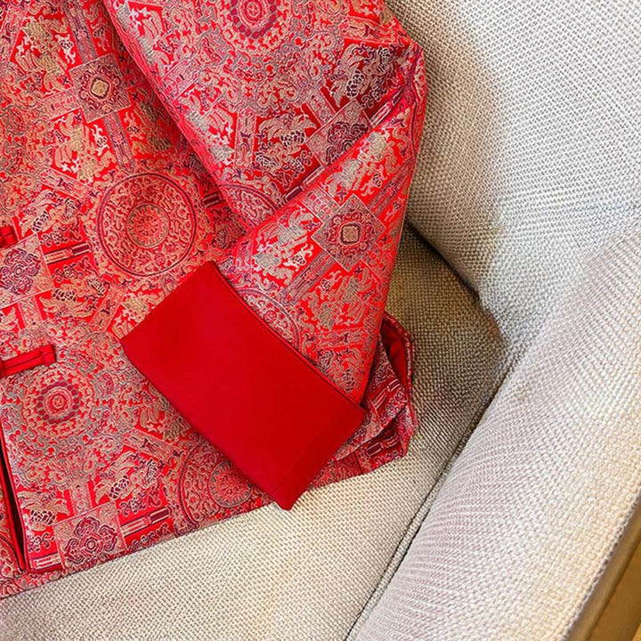 Buddha Stonesレディース ジャカード シンメトリーフローラル柄 長袖 コットンジャケット ポケット付き - image 10