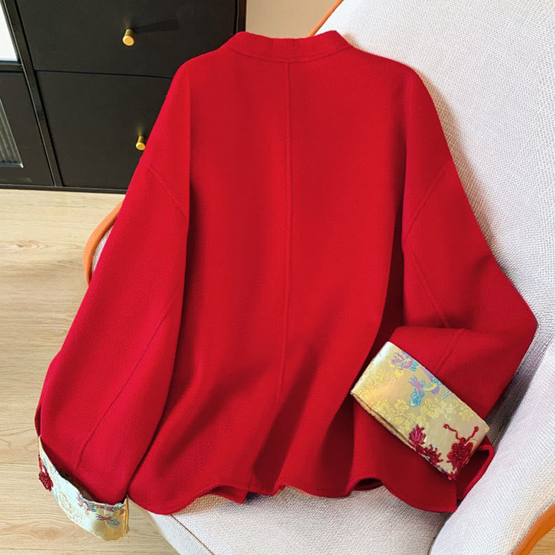 Buddha Stones冬 刺繍 ボタン デザイン 長袖 レディース コットン ジャケット ポケット付き - image 2