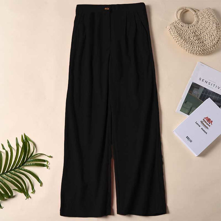 Buddha Stonesカジュアルコーデュロイストレートレッグレディースパンツ（ポケット付き） - 黒 - US14、 UK/AU18、 EU46 (2XL) - image 6
