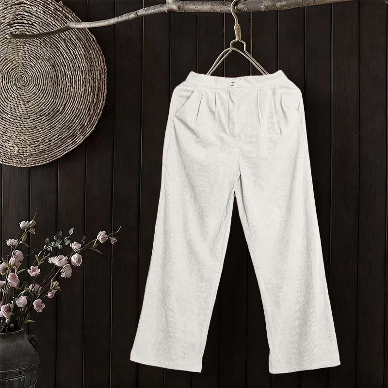 Buddha Stonesカジュアルコーデュロイストレートレッグレディースパンツ（ポケット付き） - 白 - US14、 UK/AU18、 EU46 (2XL) - image 11