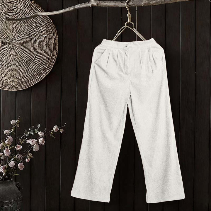 Buddha Stonesカジュアルコーデュロイストレートレッグレディースパンツ（ポケット付き） - 白 - US14、 UK/AU18、 EU46 (2XL) - image 11