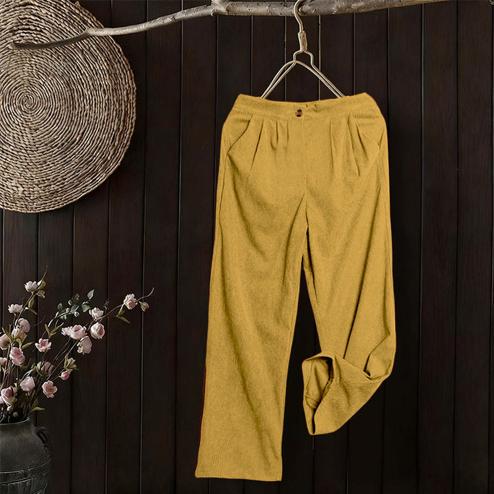 Buddha Stonesカジュアルコーデュロイストレートレッグレディースパンツ（ポケット付き） - image 17