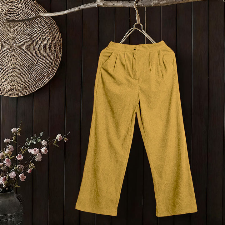 Buddha Stonesカジュアルコーデュロイストレートレッグレディースパンツ（ポケット付き） - image 19