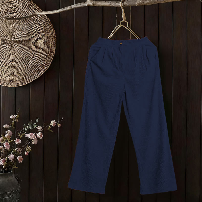 Buddha Stonesカジュアルコーデュロイストレートレッグレディースパンツ（ポケット付き） - image 23