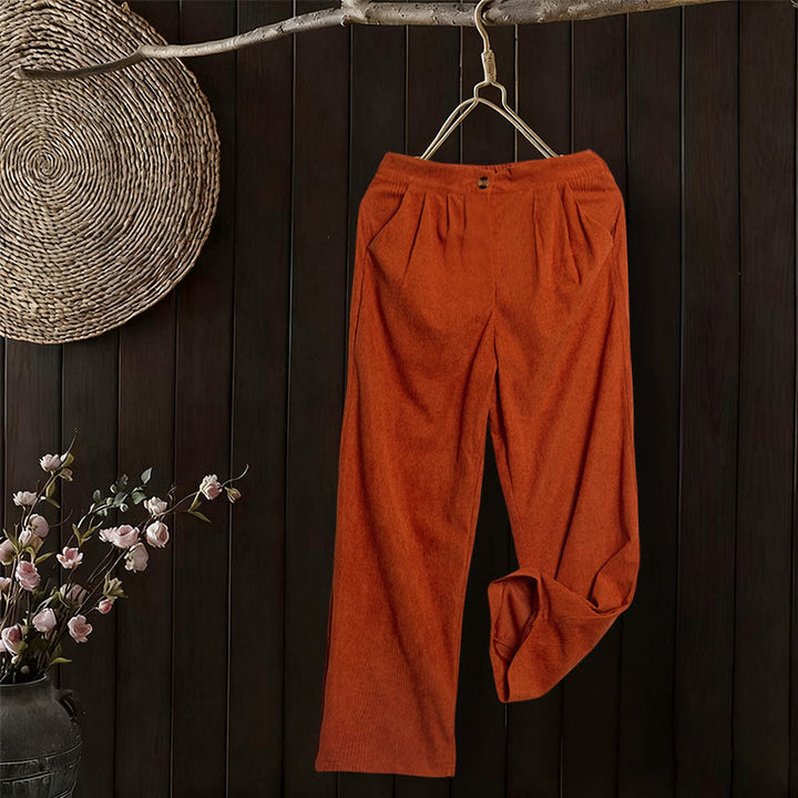 Buddha Stonesカジュアルコーデュロイストレートレッグレディースパンツ（ポケット付き） - image 31