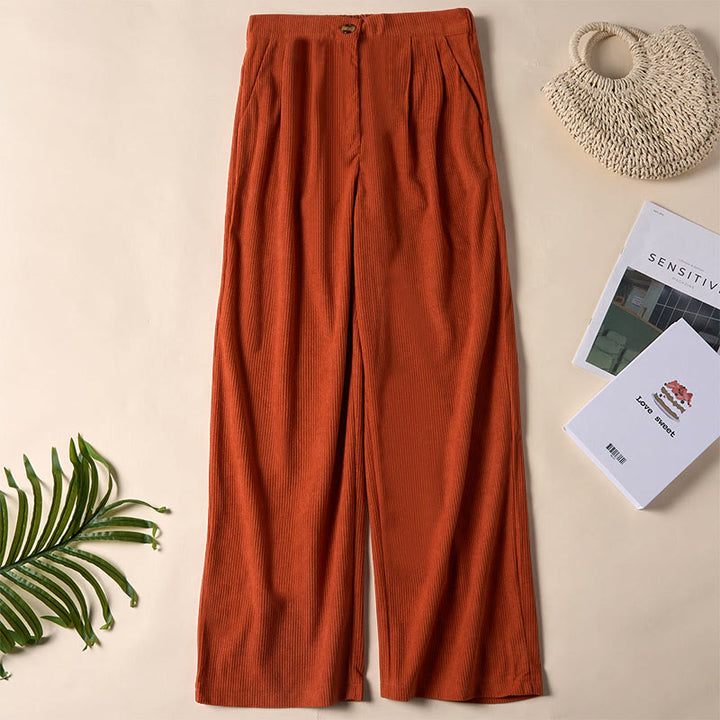 Buddha Stonesカジュアルコーデュロイストレートレッグレディースパンツ（ポケット付き） - チョコレート - US14、 UK/AU18、 EU46 (2XL) - image 26