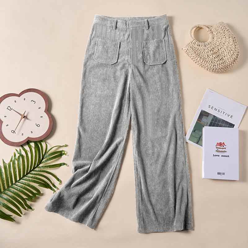 Buddha Stonesプレーンコーデュロイポリエステルレディースボタンワイドレッグパンツ（ポケット付き） - image 20