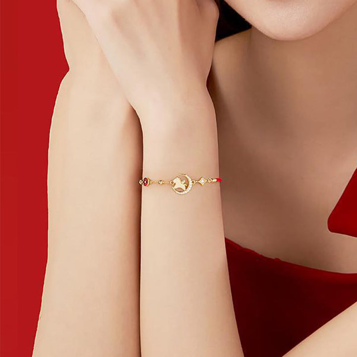 Buddha Stones和田翡翠 午年 925スターリングシルバー ジルコン 豊穣 レッドロープブレスレット - image 4