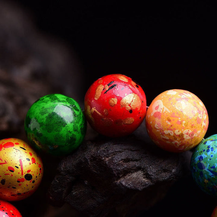 Buddha Stones多色漆工芸 白檀 シングルラップ ビーズ守護ブレスレット - image 3