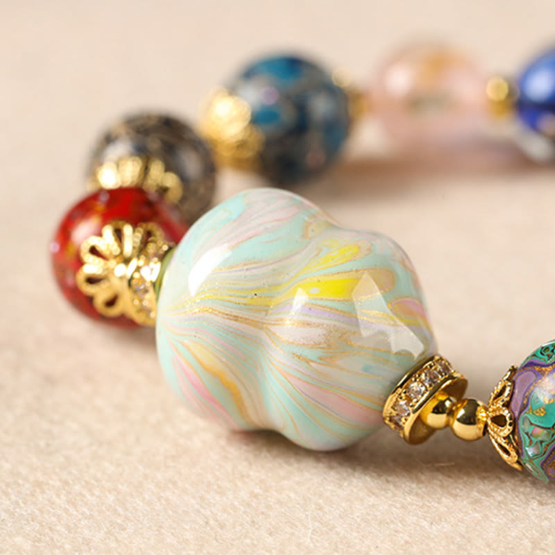 Buddha Stones、カラフルな琉璃ガラス、白檀、ひょうたんビーズ、漆工芸ブレスレット - image 13