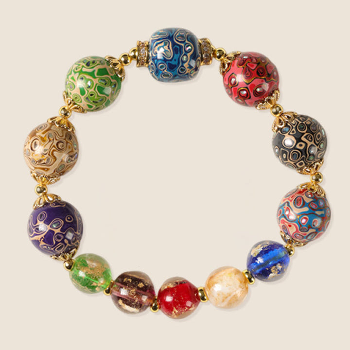 Buddha Stones、カラフルな琉璃ガラス、白檀、ひょうたんビーズ、漆工芸ブレスレット - image 6