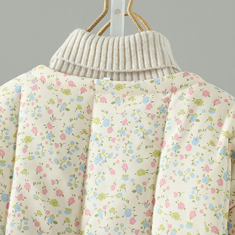 Buddha Stonesボタンデザイン 花柄 レディース コットン 長袖 厚手 ジャケット ポケット付き - image 3