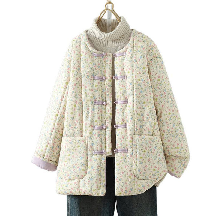 Buddha Stonesボタンデザイン 花柄 レディース コットン 長袖 厚手 ジャケット ポケット付き - image 10