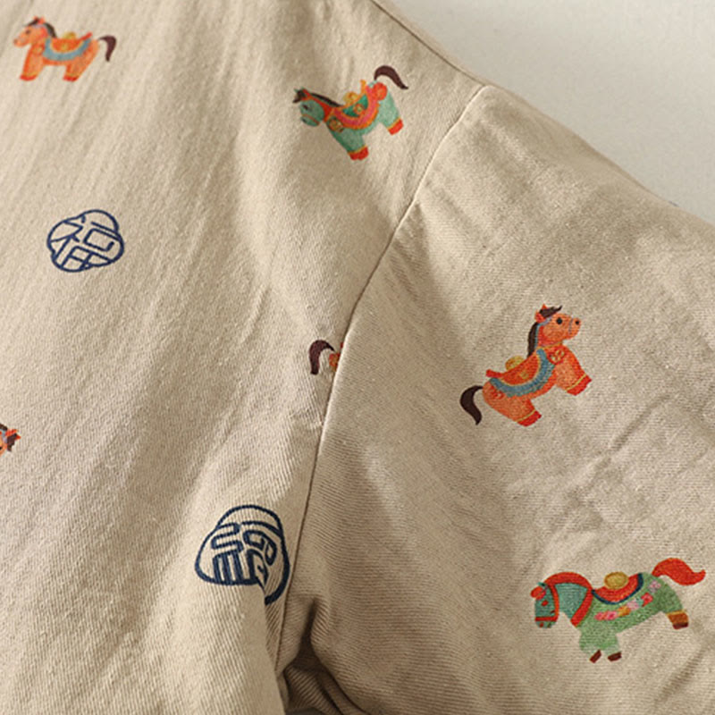 Buddha Stones馬福キャラクター柄カエルボタンデザインレディースコットン長袖厚手ジャケット - image 11