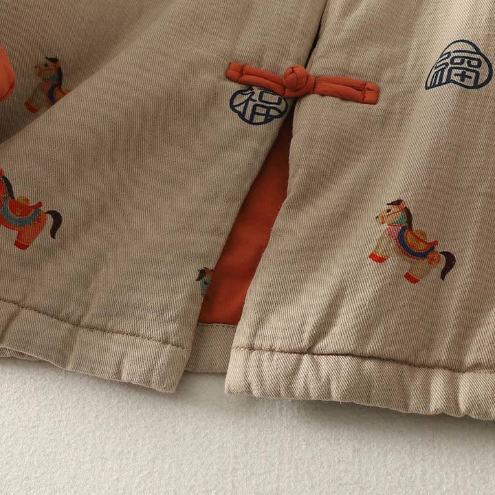 Buddha Stones馬福キャラクター柄カエルボタンデザインレディースコットン長袖厚手ジャケット - image 17