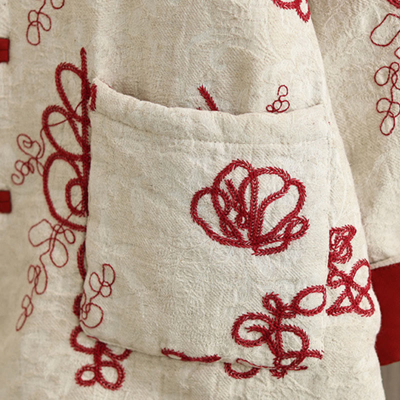 Buddha Stonesレディース 冬用 長袖 スタンドカラー フロッグボタン コットンパッド入り ポケット付きジャケット - image 3