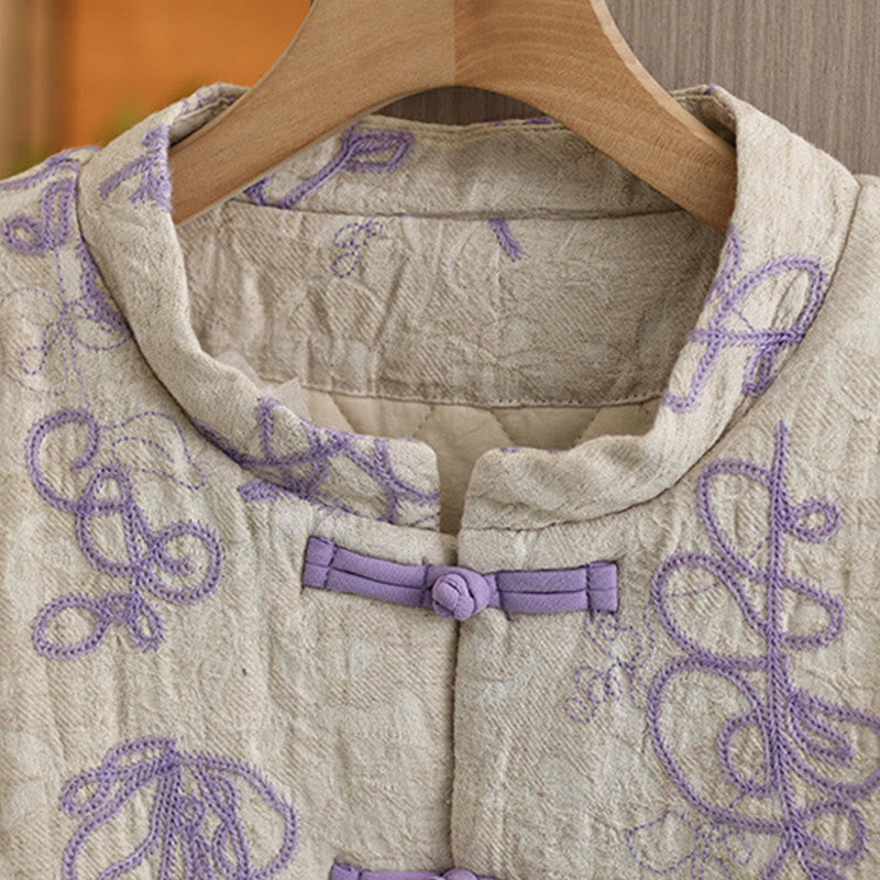 Buddha Stonesレディース 冬用 長袖 スタンドカラー フロッグボタン コットンパッド入り ポケット付きジャケット - image 9