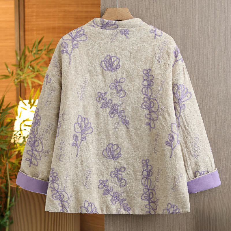 Buddha Stonesレディース 冬用 長袖 スタンドカラー フロッグボタン コットンパッド入り ポケット付きジャケット - image 8