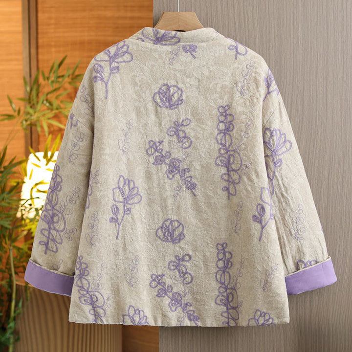 Buddha Stonesレディース 冬用 長袖 スタンドカラー フロッグボタン コットンパッド入り ポケット付きジャケット - image 8