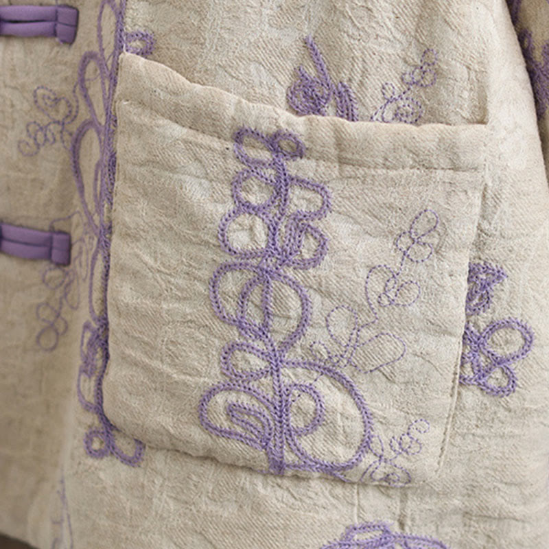 Buddha Stonesレディース 冬用 長袖 スタンドカラー フロッグボタン コットンパッド入り ポケット付きジャケット - image 14