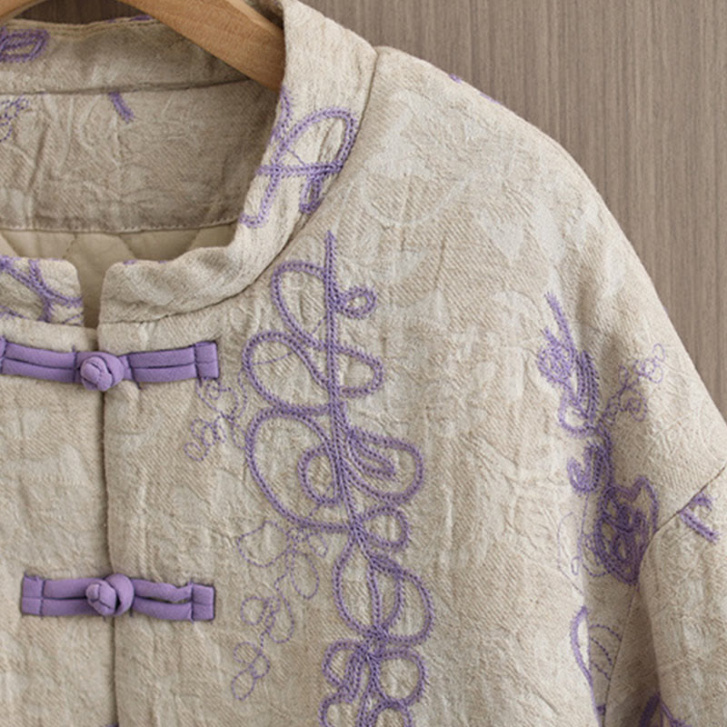 Buddha Stonesレディース 冬用 長袖 スタンドカラー フロッグボタン コットンパッド入り ポケット付きジャケット - image 11