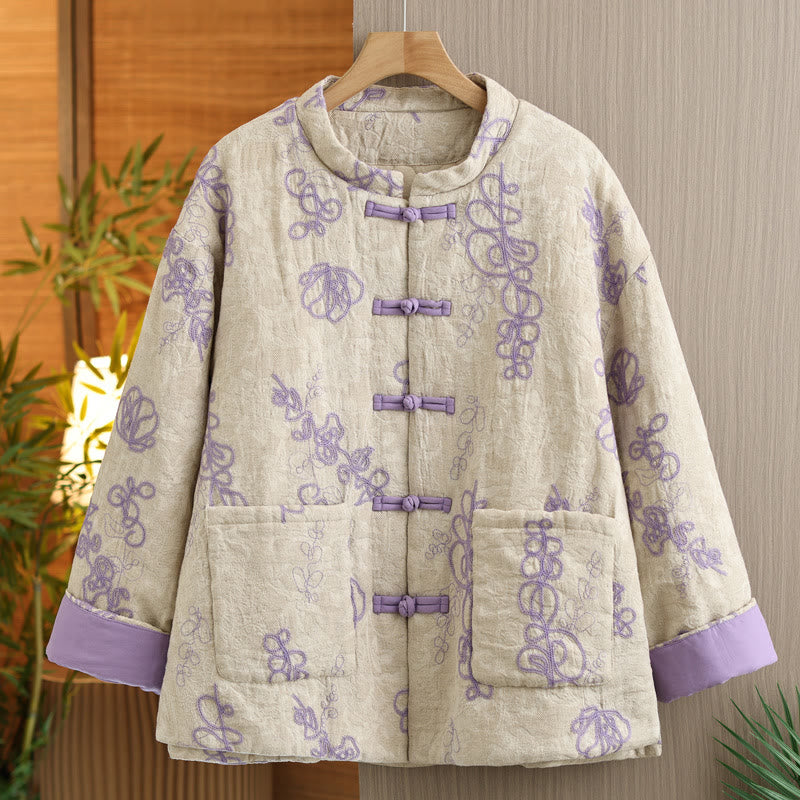 Buddha Stonesレディース 冬用 長袖 スタンドカラー フロッグボタン コットンパッド入り ポケット付きジャケット - ミディアムオーキッド - US14、 UK/AU18、 EU46 (2XL) - image 7