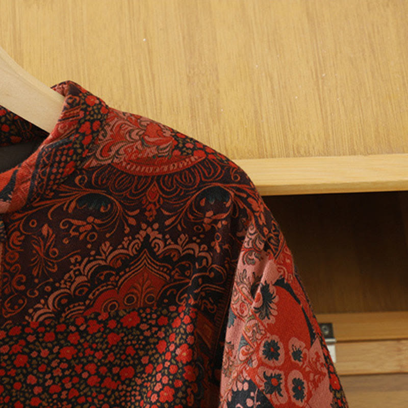 Buddha Stonesレディース エスニックフローラル 長袖 フロッグボタン コットン サーマルジャケット - image 5