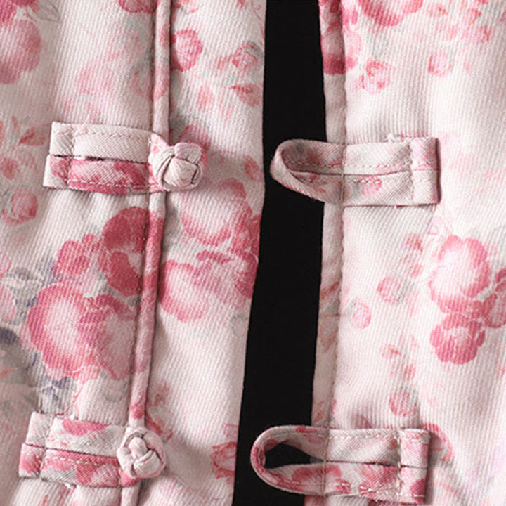 Buddha Stonesレディース 通勤用 ライトピンク プリント 花柄 カエルボタン コットン 長袖 ジャケット - image 5