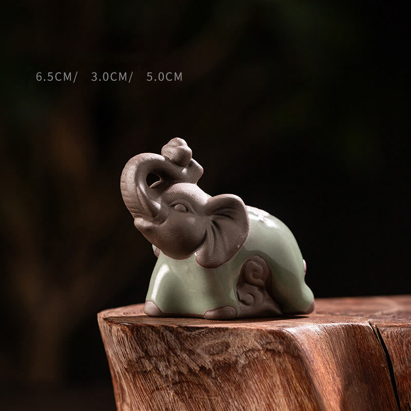 Buddha Stones小さな象の像 セラミック製 強度 家庭用 デスク装飾 6.5×3×5cm - ゾウ 6.5*3*5cm - image 0