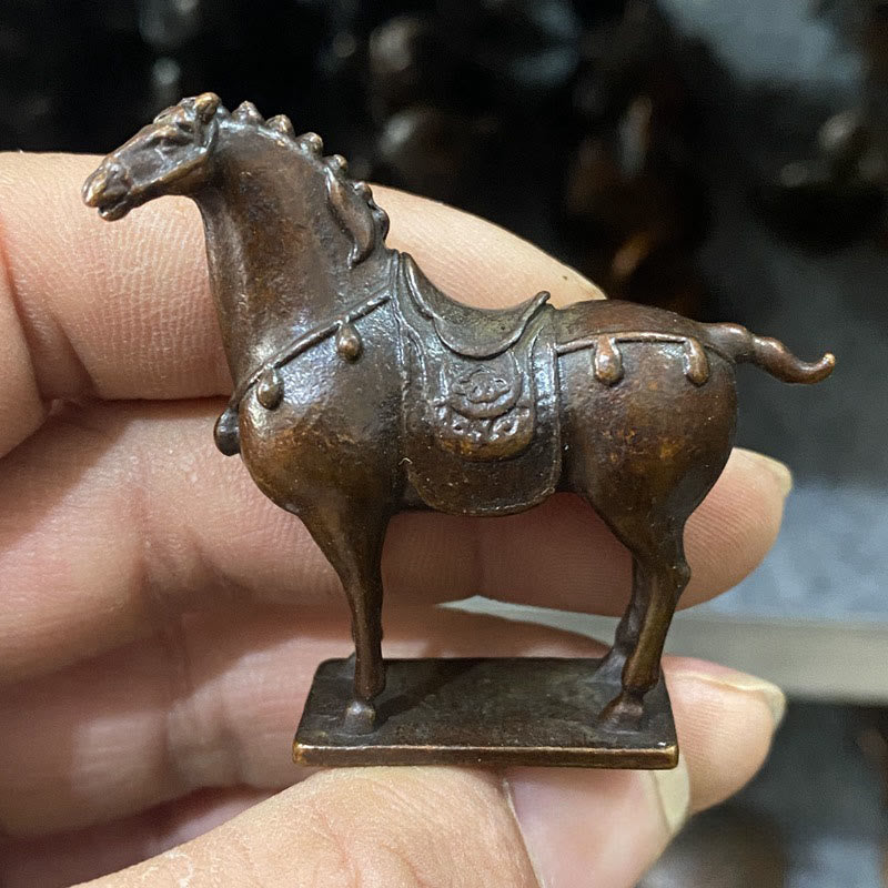 Buddha Stones古代 ブラウン 馬年 合金製 ホームデコレーション 5.8×4.7 cm - 馬 5.8×4.7 cm - image 0