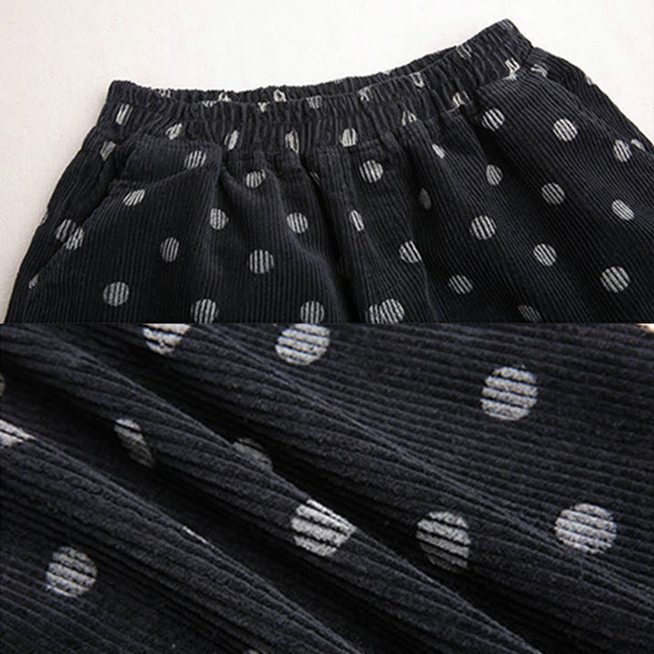 Buddha Stonesレディース 秋冬通勤プリント ドット柄 コーデュロイ ハーレムパンツ ポケット付き - image 16