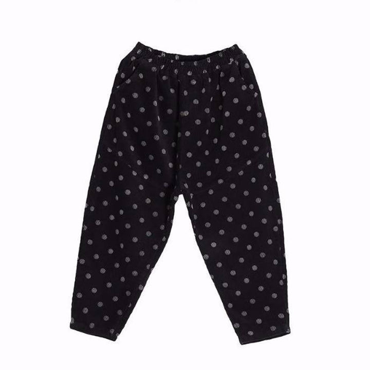 Buddha Stonesレディース 秋冬通勤プリント ドット柄 コーデュロイ ハーレムパンツ ポケット付き - image 18