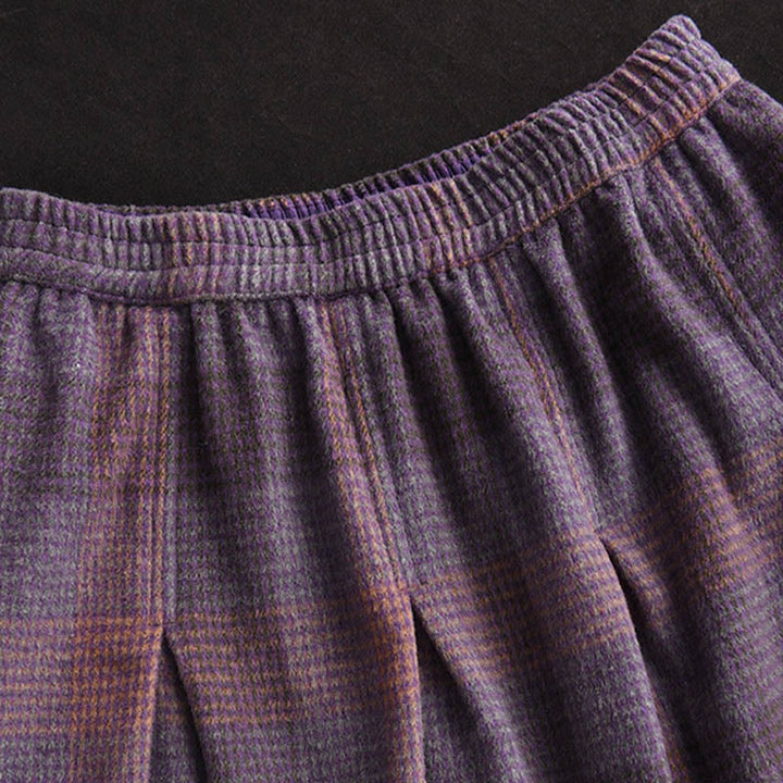 Buddha Stonesレディース 冬用 チェック柄 コットン サーマル 7-8丈 スカート ポケット付き - image 7