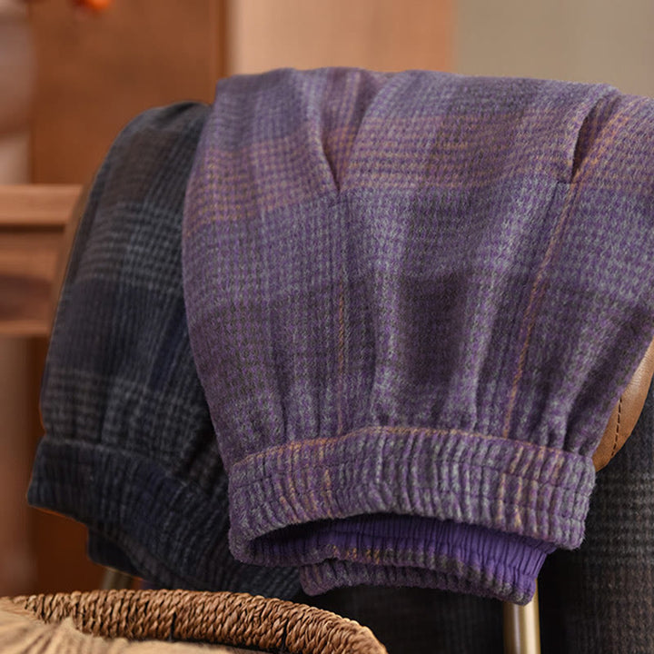 Buddha Stonesレディース 冬用 チェック柄 コットン サーマル 7-8丈 スカート ポケット付き - image 4