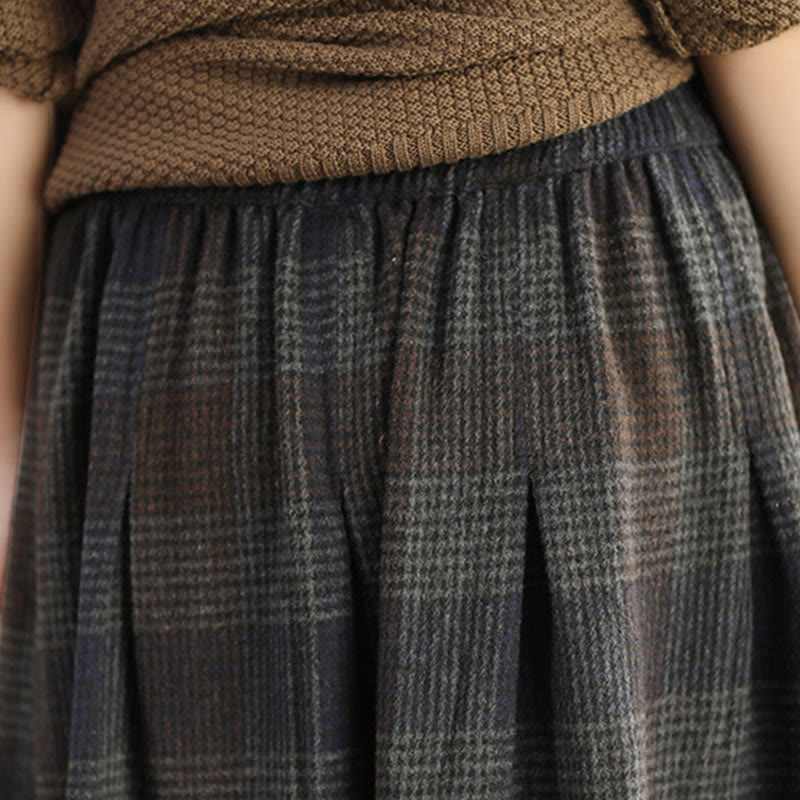 Buddha Stonesレディース 冬用 チェック柄 コットン サーマル 7-8丈 スカート ポケット付き - image 23