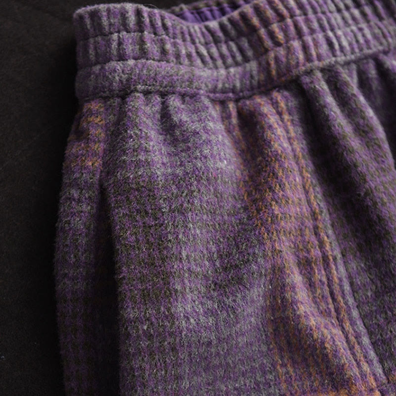 Buddha Stonesレディース 冬用 チェック柄 コットン サーマル 7-8丈 スカート ポケット付き - image 5