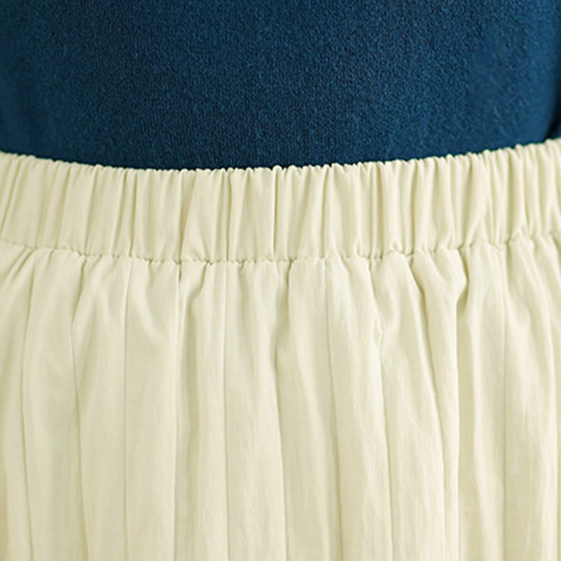 Buddha Stonesプレーンプリーツデザイン 伸縮性ウエスト レディース サーマルスカート ポケット付き - image 15