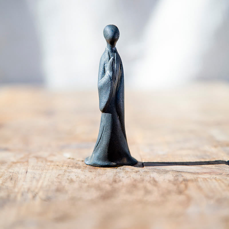 Buddha Stones手作り 立像無形の仏鉄粉 錆 鋳造 樹脂 像 装飾 - 仏像 11×4×5 cm - image 0