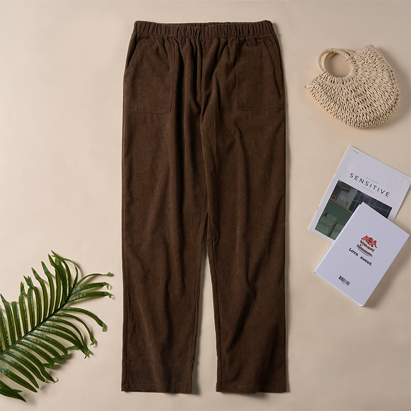 Buddha Stonesレディース 通勤用 ピュアカラー コーデュロイパンツ ポケット付き - image 3